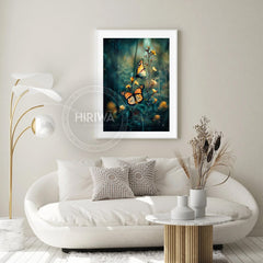 Butterfly Elegance butterflies and floral print displayed as nature wall art.
