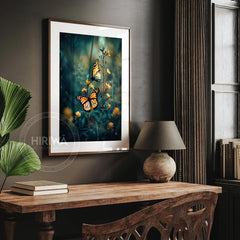 Butterfly Elegance fine art print displayed in a frame with white border.