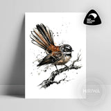 Pīwakawaka | Fantail (Print) — artwork by Hiriwā Digital Art
