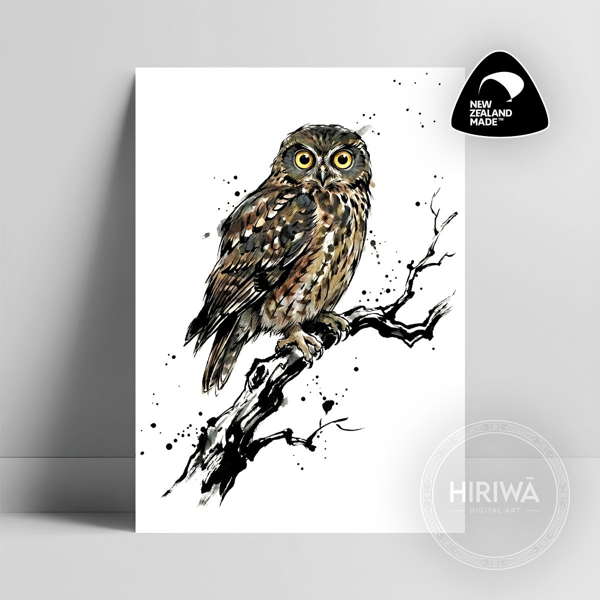 Ruru | Morepork (Print) — artwork by Hiriwā Digital Art