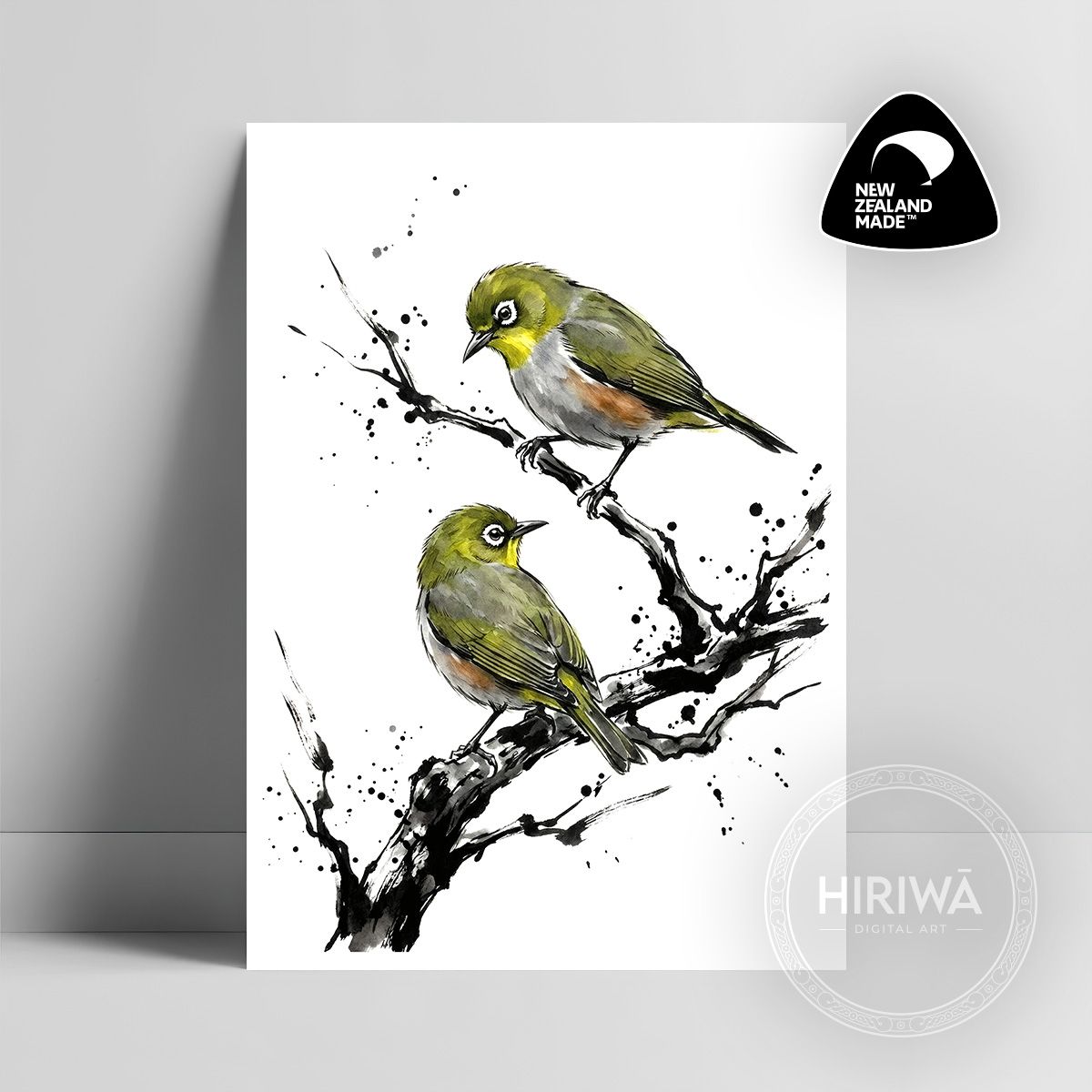 Tauhou | Wax-eye (Print) — artwork by Hiriwā Digital Art