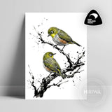 Tauhou | Wax-eye (Print) — artwork by Hiriwā Digital Art