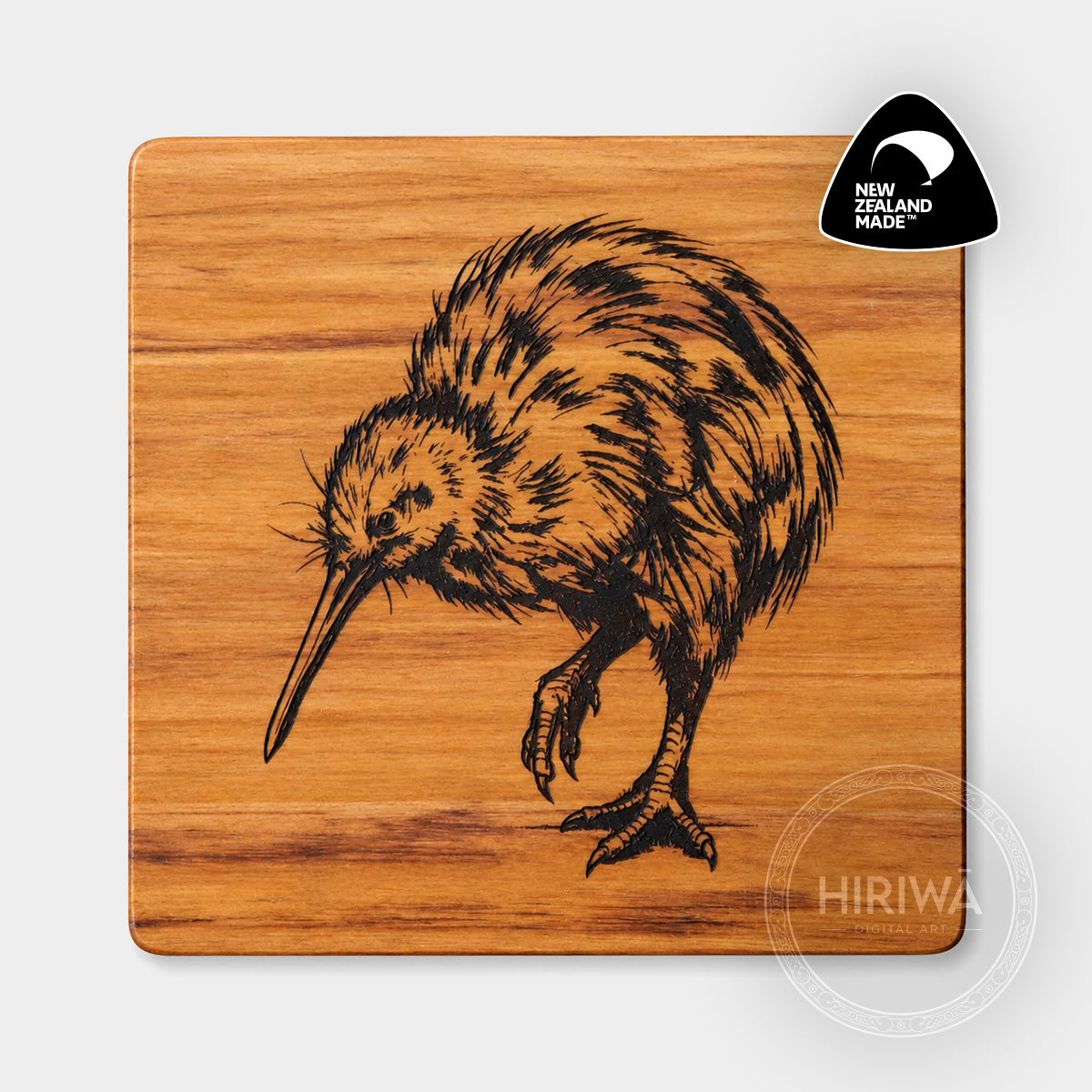 Kiwi engraved reclaimed rimu coaster