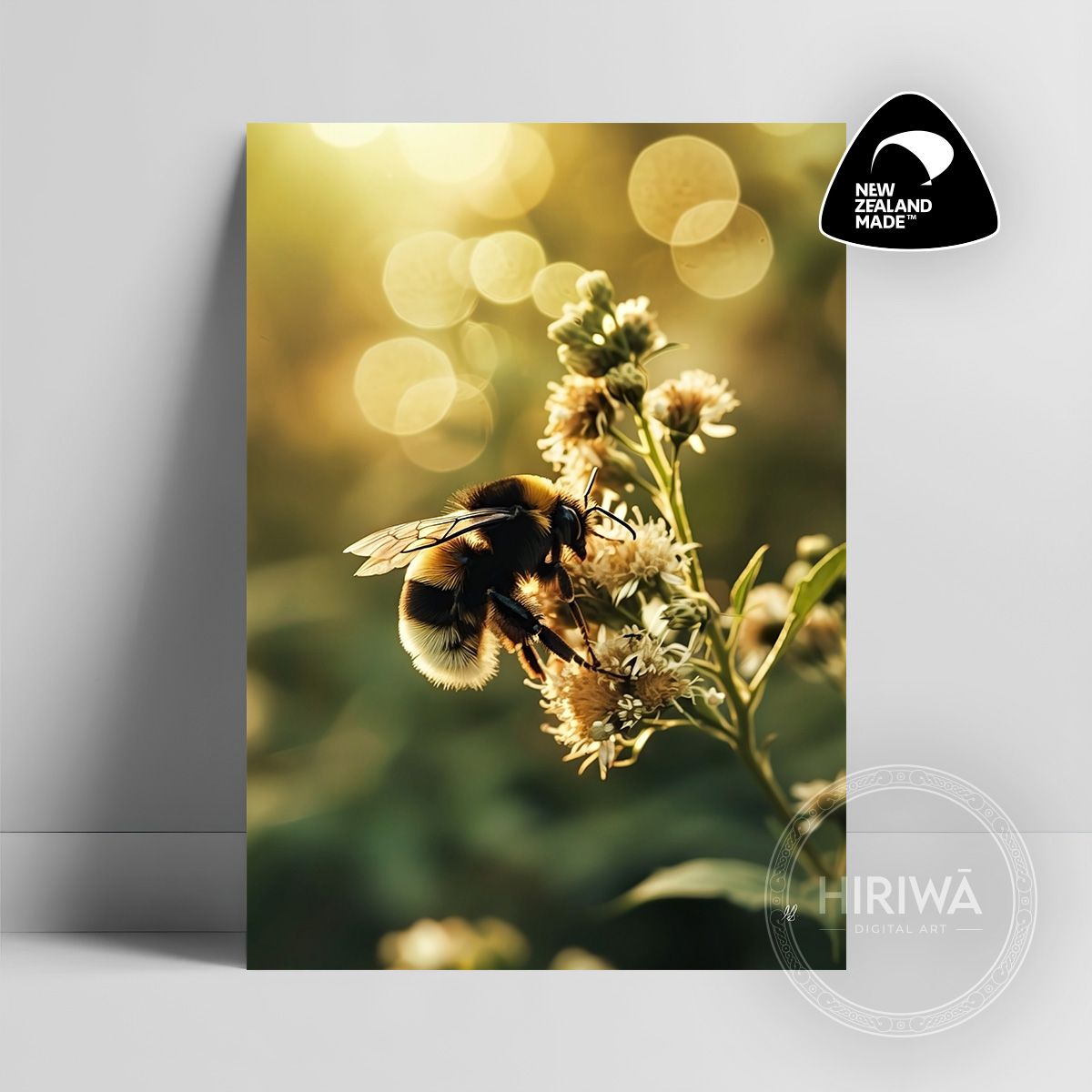 Meadow Bee Blossoms (Print) — artwork by Hiriwā Digital Art