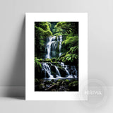 Tiered Falls fine art print with a white border by Hiriwā Digital Art.